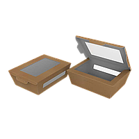 Клеєний Ланч-бокс з вікном 700 мл, Крафт, упаковка 50 шт, 013300182