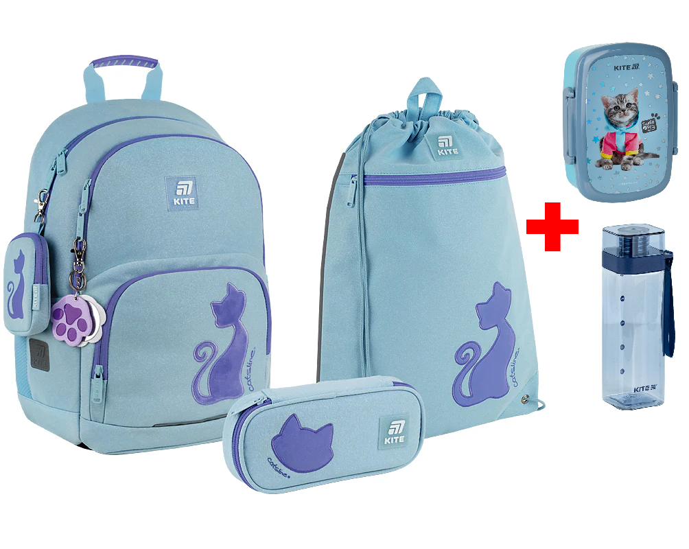 Шкільний набір Kite Education Catsline SET_K25-585M-1 (рюкзак, пенал, сумка)