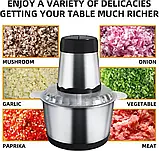 Універсальний кухонний подрібнювач Rainberg RB-2202, Блендер | Чопере | М'ясорубка із системою подвійних лез, фото 2