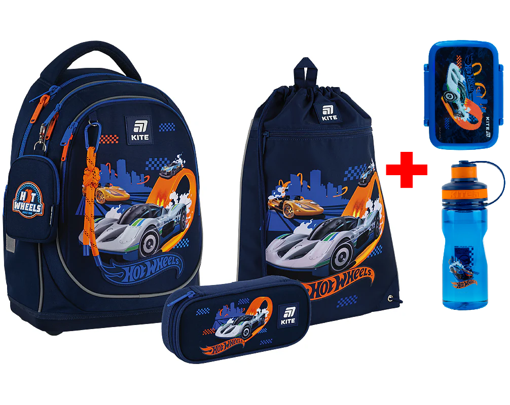 Шкільний набір Kite Education Hot Wheels SET_HW25-724S (рюкзак, пенал, сумка)
