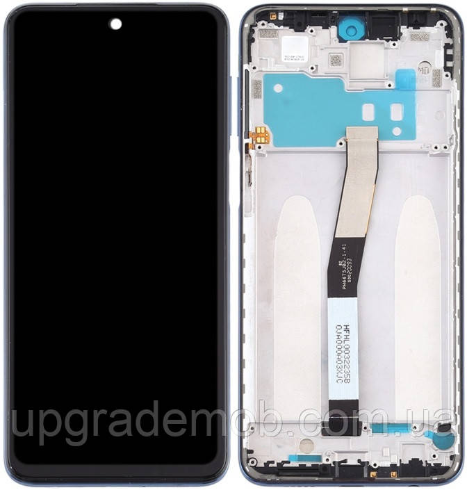 Дисплей-модуль тачскрин Xiaomi Redmi Note 9S/Redmi Note 9 Pro/Redmi Note 9 Pro Max чорний з рамкою сірого, фото 1