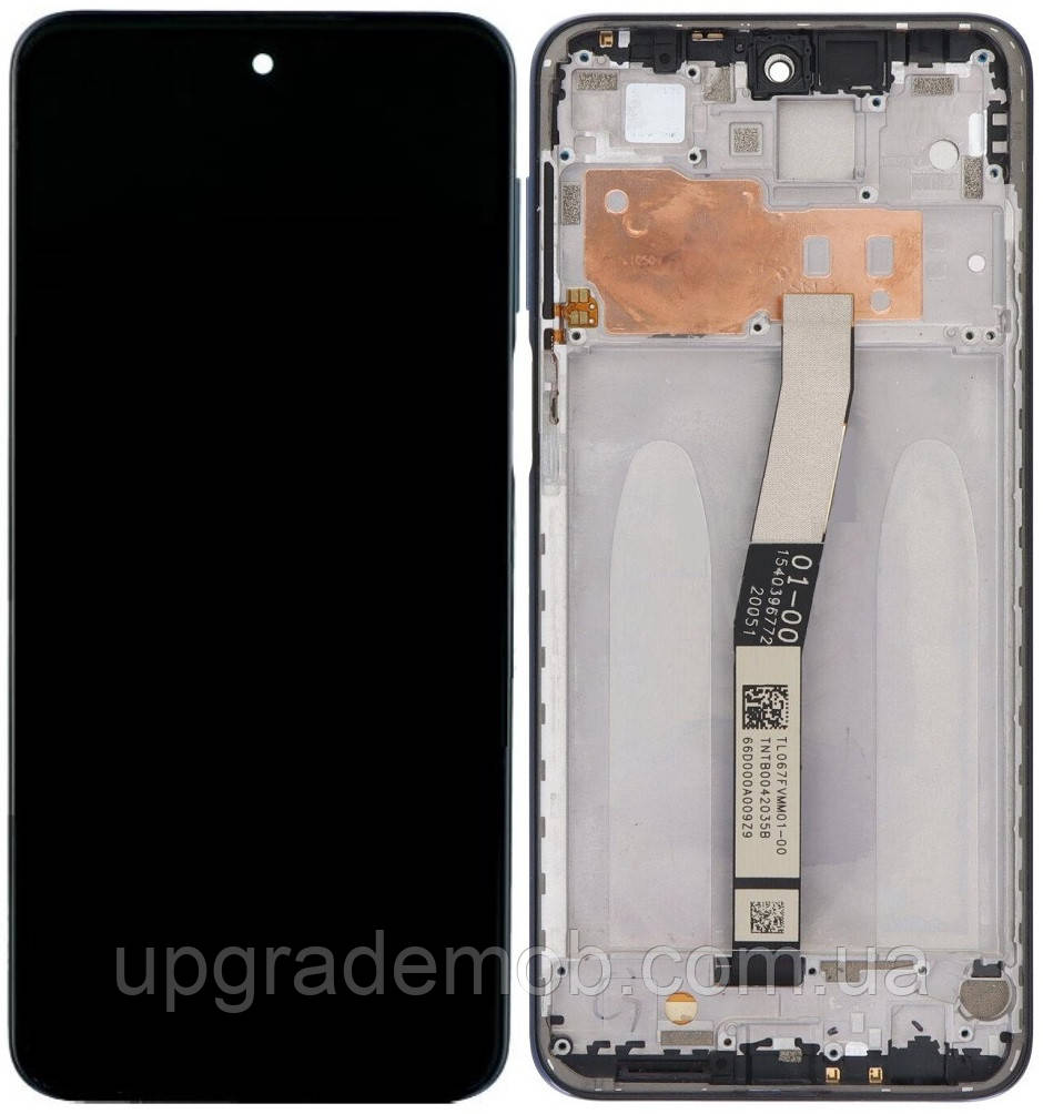 Дисплей-модуль тачскрин Xiaomi Redmi Note 9S/Redmi Note 9 Pro/Redmi Note 9 Pro Max чорний оригінал з рамкою, фото 1