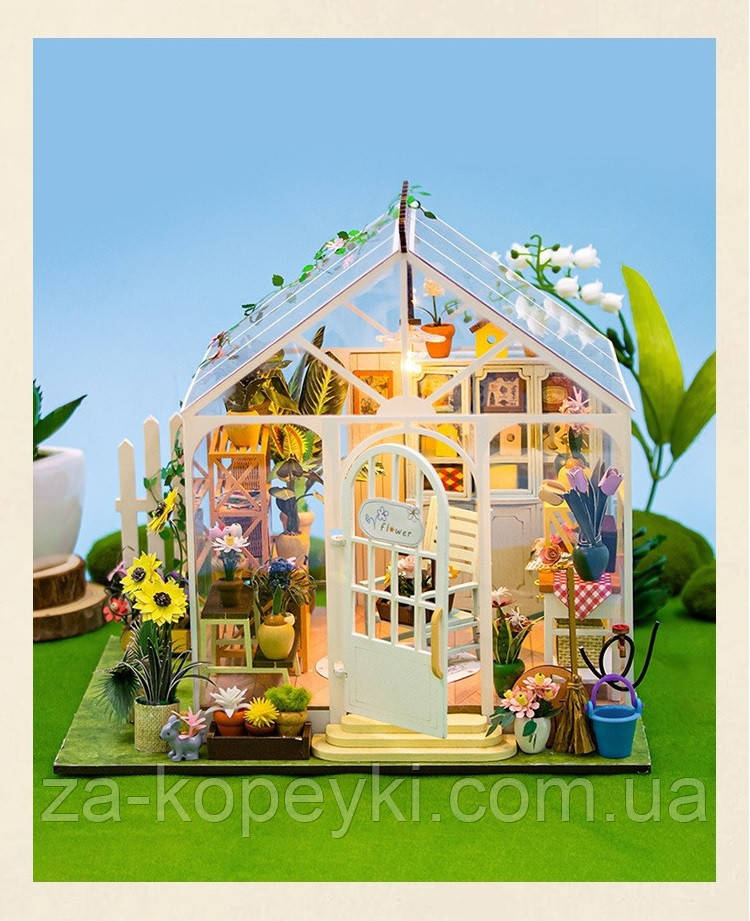 Румбокс 3D Квіткова кімната Теплиця Сад Sunshine Greenhouse Flower Garden House DIY DollHouse M-2421, фото 1