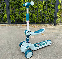 Самокат дитячий триколісний із сидінням для дітей підсвіткою коліс деки та мелодіями УКРАЇНСЬКА ОЗВУЧКА
