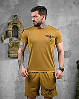 Тактический военный костюм койот с Орлом потоотводящий coolmax, Армейский комплект цвета койот для ЗСУ Футболка и Шорты дл6531
