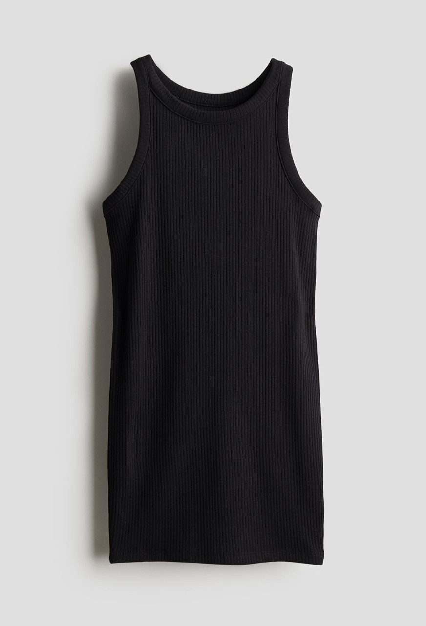 Сукня з джерсі в рубчик чорна H&M 134/140, 146/152, 158/164, 170см, фото 1