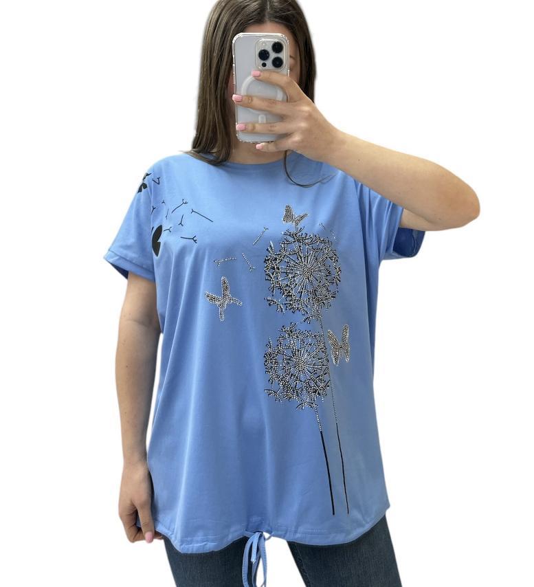 Жіноча футболка на зав'язці кульбаби та метелики батал L XL 2XL котон