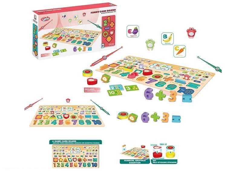 Логічна дошка дитяча 159-3 C - 3 в 1: арифметична та геометрична ігри, магнітна риболовля