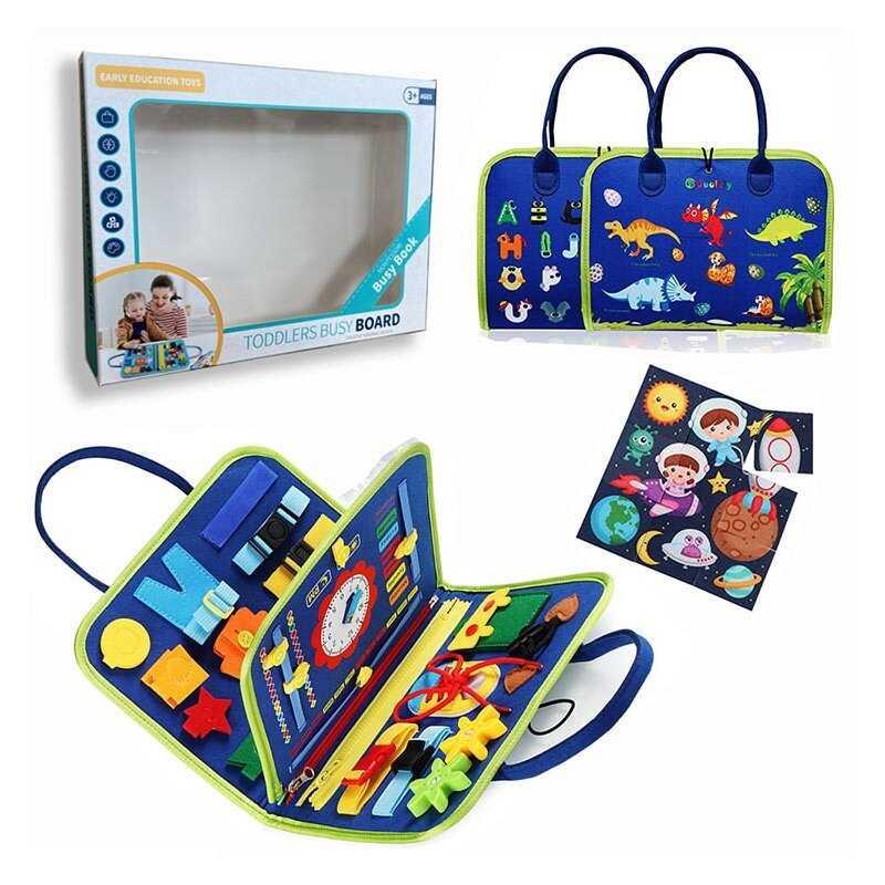 Логічна папка дитяча 432-8 A фетр, часові позначення, пазли, рухомі шестерні