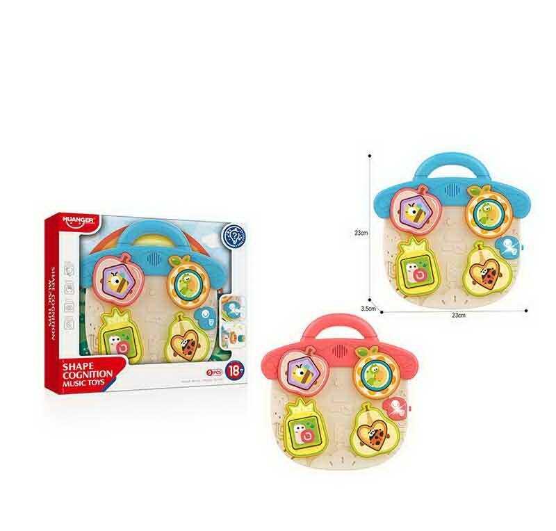 Бізіборд дитячий HE 8089 - 2 кольори, на батарейках, 2 режими гучності, мелодія, підсвітка, фігурки