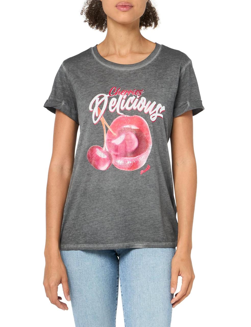 Жіноча легка футболка GUESS з малюнком 1159844596 (Сірий S), фото 1