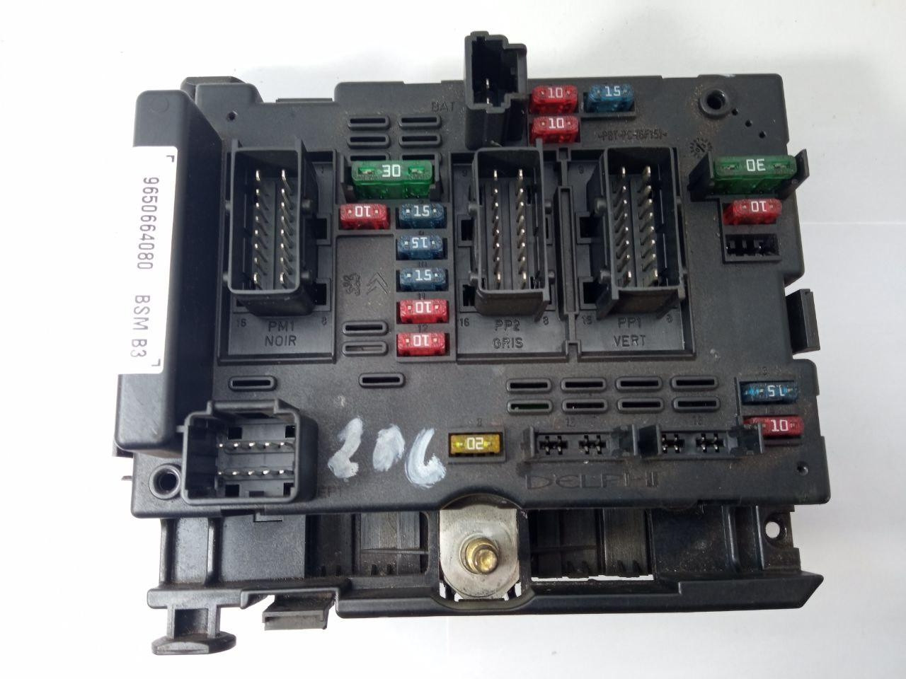 Електронний блок запобіжників Peugeot 206 Delphi 96500664080 / BSM B3 / BSMB3