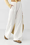Літні прямі штани - молочний цвет, L (є розміри), фото 5