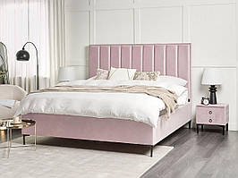 Оксамитове ліжко з декоративним узголів'ям SEZANNE 180 x 200 см рожевий колір