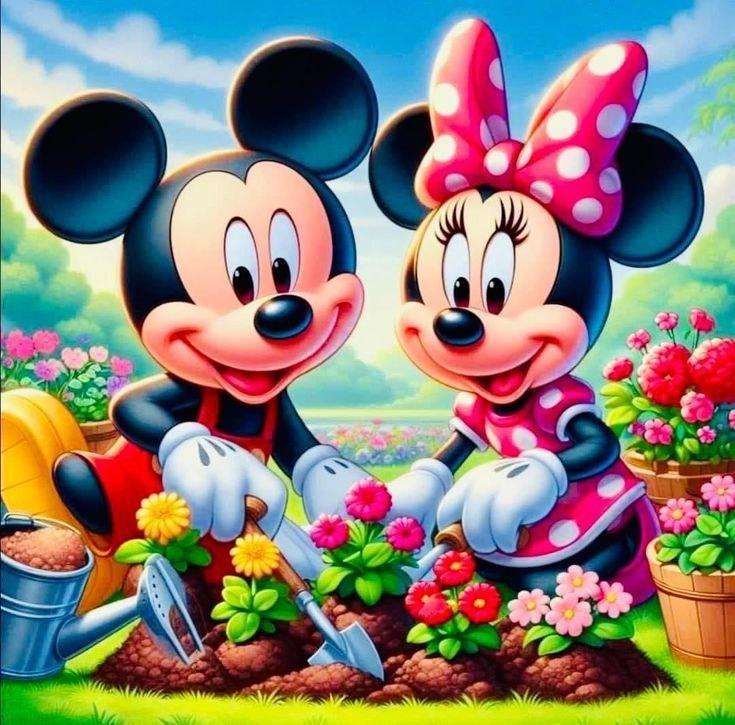 Алмазна мозаїка 40x40 "Міні Маус та Мікі Маус" FS1406, фото 1