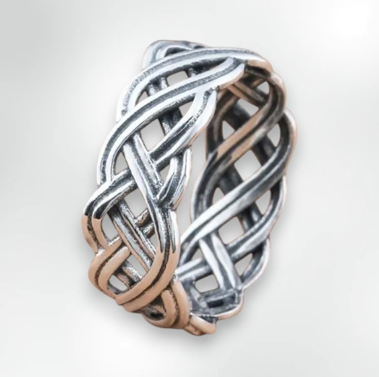 Каблучка срібляста плетена для чоловіків або жінок розмір 15, фото 1