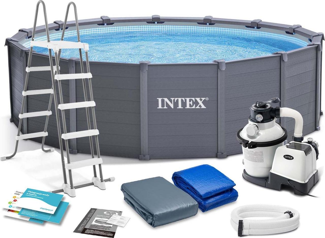 Басейн каркасний Intex 26384 478 см 11в1, сірий, фото 1