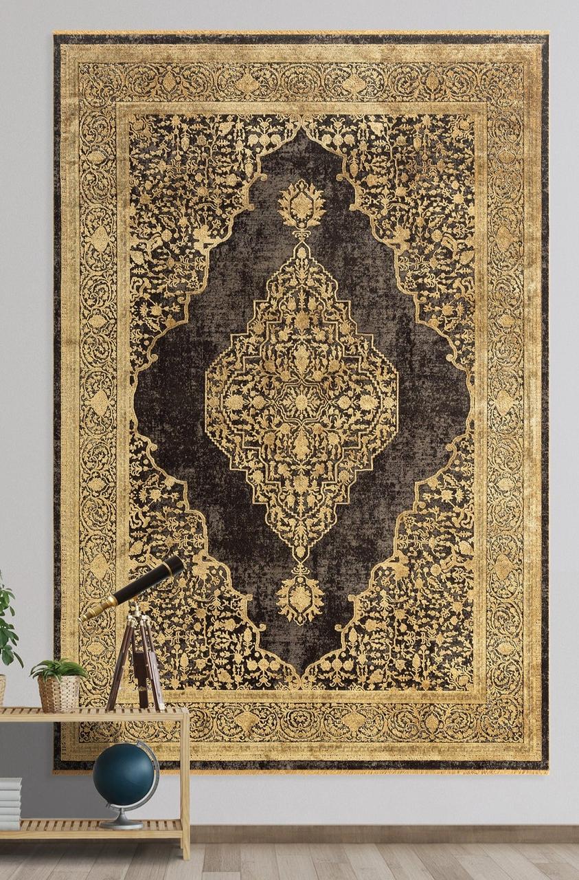 Килим Soho Guaj 3816 ANTIQUE GOLD чорно-золотистий прямокутний 240*320 см