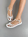 Босоніжки жіночі шкіряні білого кольору, фото 4