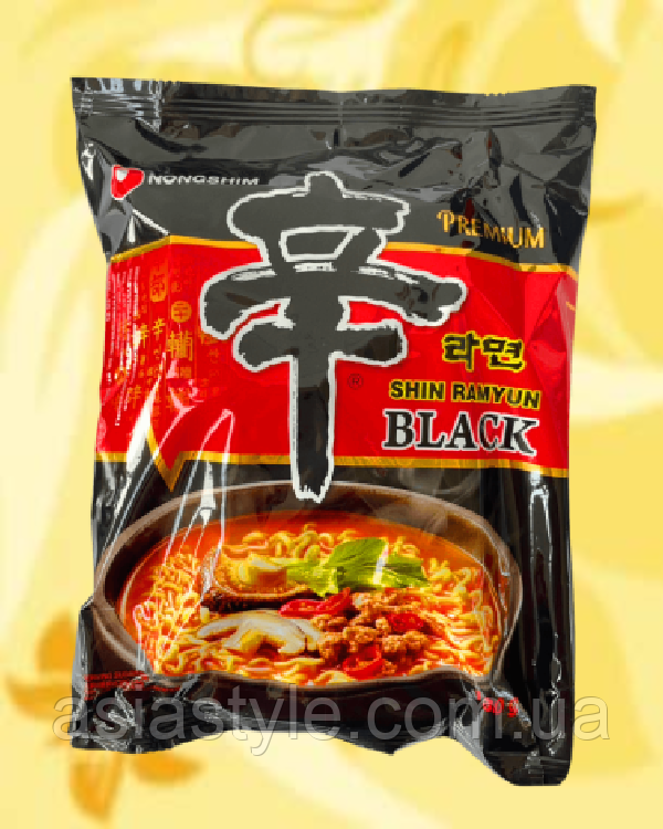 Локшина Shin Ramyun Black, Shin Ramyun Black Noodle Soup, Nongshim, 120г – Південна Корея, ВО