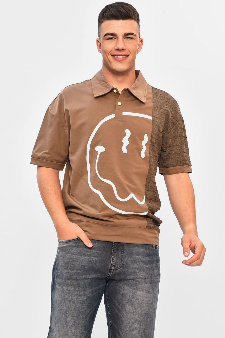 Футболка чоловіча напівбатальна коричневого кольору з принтом 201826M, фото 1