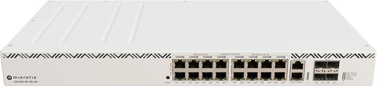 Комутатор Mikrotik CRS320-8P-8B-4S+RM 17х10/100/1000 Мбіт/с, 8x802.3bt PoE-out, 4x10G SFP+, ROS L5,