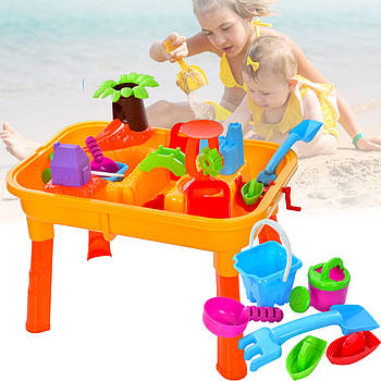 Ігровий столик пісочниця Джунглі з іграшками для піску M 0833 U/R Дитячий столик із 20 предметів