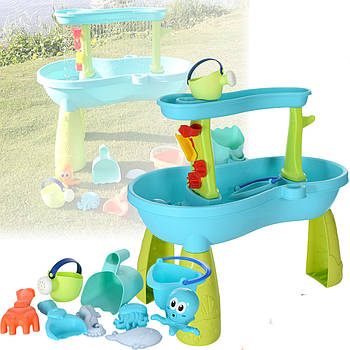 Ігровий столик пісочниця з лійкою та відерцем HG-1219 Дитячий столик з іграшками для гри з піском та водою