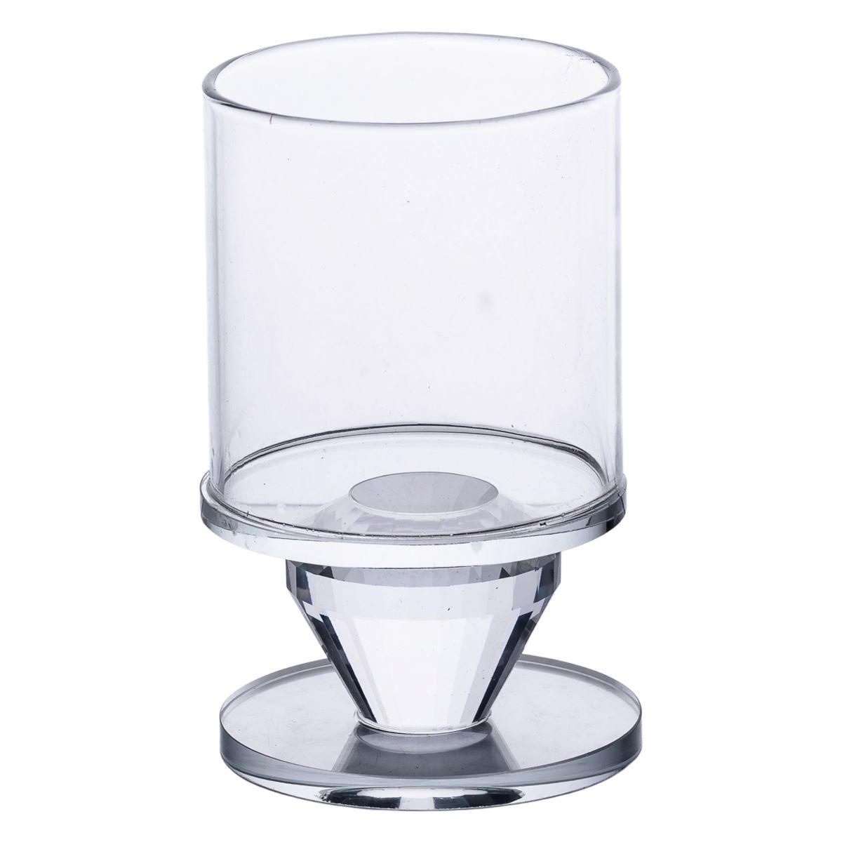 Підсвічник скляний 6×9.3 см на одну свічку підсвічник келих на ніжці декоративний прозорий HP-4-27S, фото 1