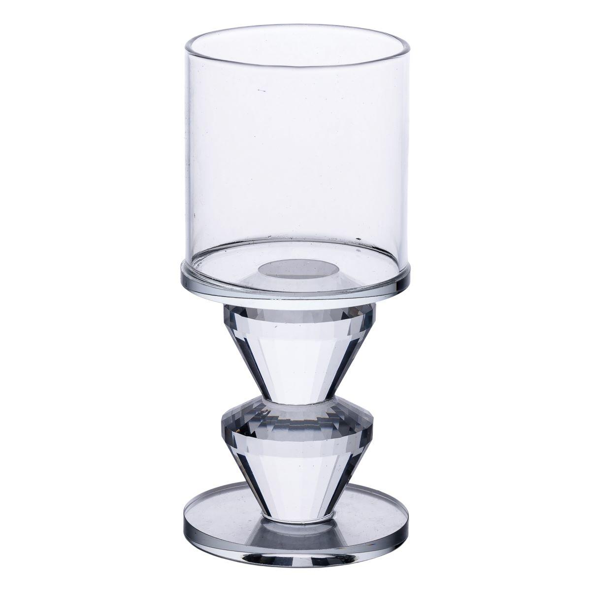 Підсвічник скляний 6×13.3 см на одну свічку підсвічник келих на ніжці декоративний прозорий HP-4-28M, фото 1