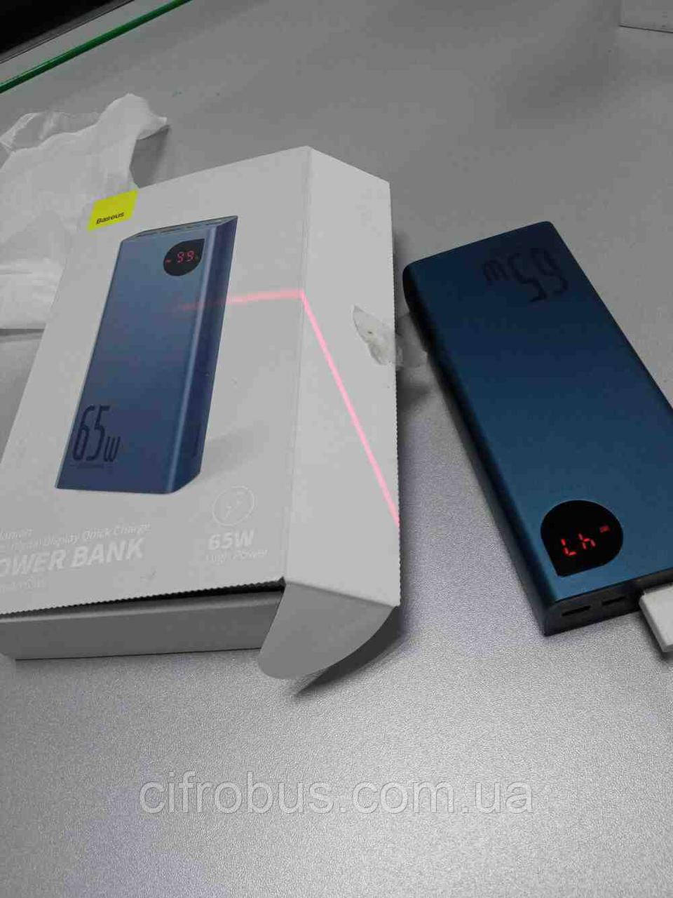 Універсальний зовнішній акумулятор повербанк Б/У Baseus Adaman Metal Digital Display 20000 mAh 65 W (PPADM65-S), фото 1