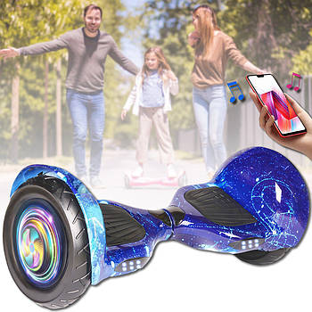 Гіроборд на алюмінієвих колесах 10" з підсвічуванням та музикою Smart Balance EL-5 Синій Космос