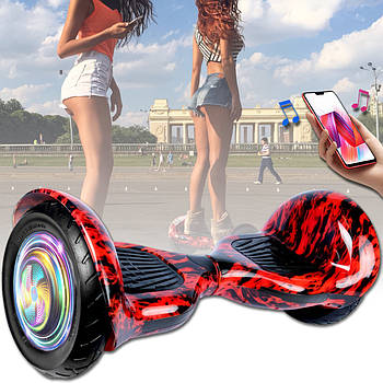 Гіроборд із самобалансуванням та алюмінієвими колесами 10" з підсвічуванням Smart Balance EL-5 Червоне полум'я