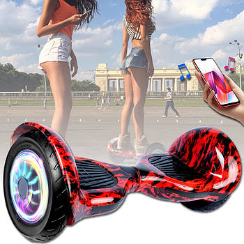 Гіроборд Smart Balance EL-5 Червоне полум'я із самобалансуванням та пластиковими колесами 10" з підсвічуванням