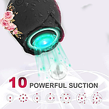 Вакуумний вібратор для ерогенних зон, Чорна троянда з вібрацією та вакуумно-хвильовою стимуляцією, Інтимні ігр, фото 5