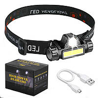 Налобний LED ліхтар акумуляторний BL-8101 XPE+COB.Хит!