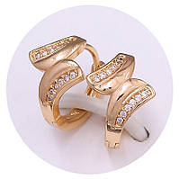 Сережки TSATSA. Позолота 18К. Камені: білий циркон. Діаметр: 15 мм. Ширина: 12 мм.