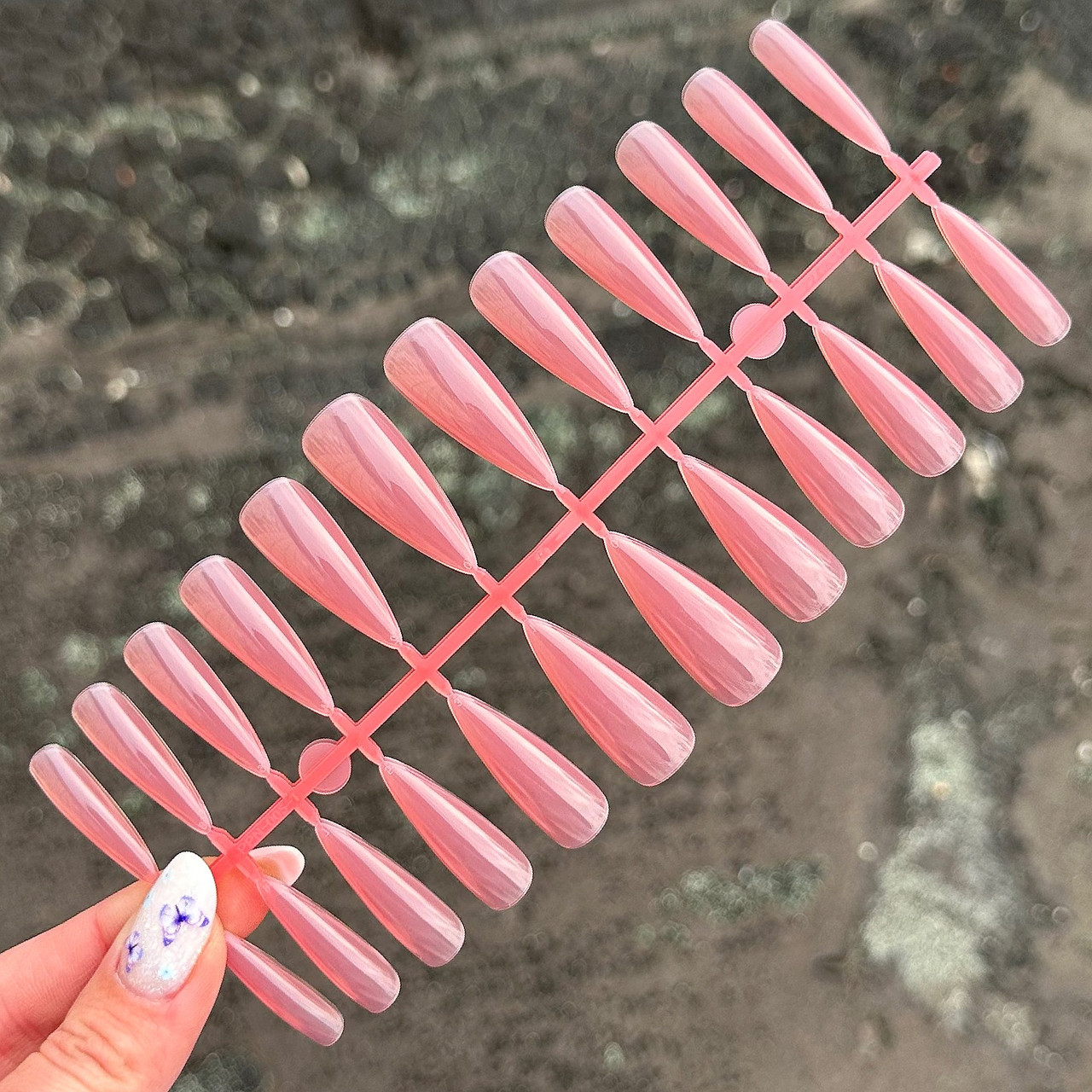 Камуфлюючі гелеві типси для нарощування нігтів 240 шт (Pink Стилет)