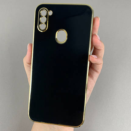 Чохол для Samsung Galaxy A11 глянцевий із золотою окантовкою чохол на телефон самсунг а11 чорний h7y, фото 1