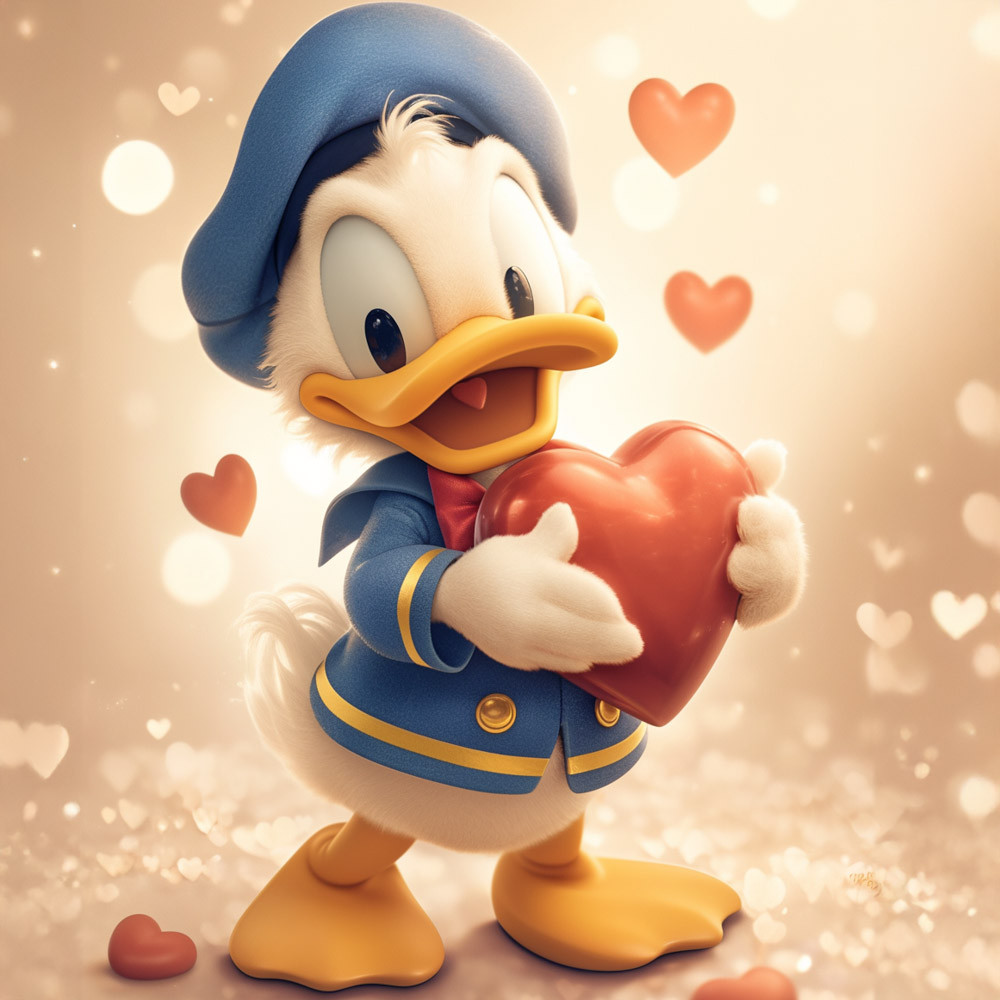 Алмазна мозаїка "Каченя з серцем", 20*20см, на рамці, в кор. 21*21*2,5см, ТМ Dreamtoys, фото 1