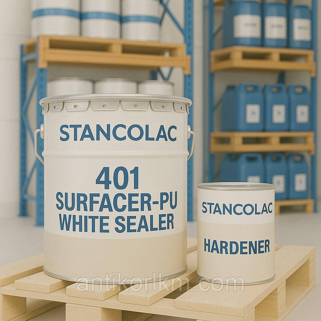 Грунтовка Меблева Поліуретанова Двокомпонентна 401 SURFACER–PU WHITE SEALLER STANCOLAC, 20КГ + 5Л