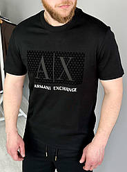 Літній чоловічий костюм Armani Exchange шорти та футболка, брендовий спортивний костюм Армані на літо чорний