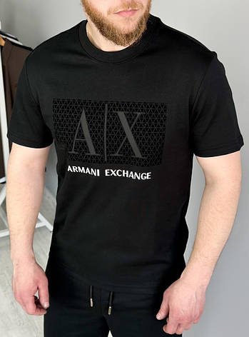 Літній чоловічий костюм Armani Exchange шорти та футболка, брендовий спортивний костюм Армані на літо чорний, фото 1