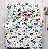 Комплект дитячої постільної полуторного білизни Трактор, Бязь Люкс, Тиротекс