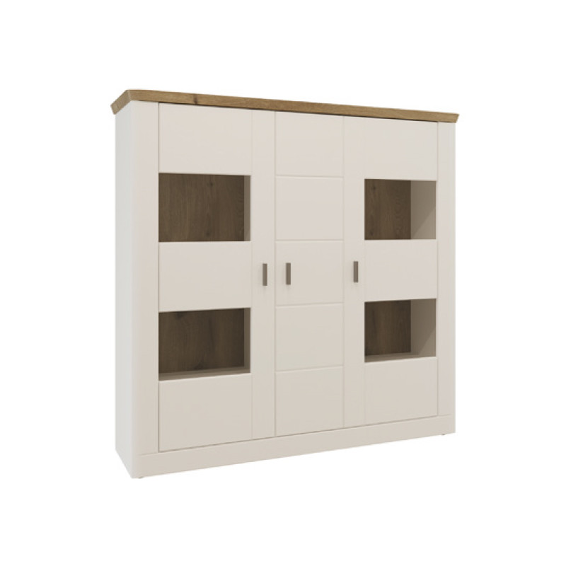 Сучасний стильний високий комод для посуду книжок з розпашними дверцятами зі склом у вітальню Орлеан Сокме, фото 1