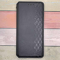 Чохол-книжка для Motorola Moto G05 / E15 шкіряний, прошитий, з візитницею. GETMAN Cubic. Чорний матовий