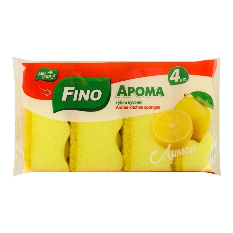 Губка для кухні Fino Аромат Лимон 4 шт, фото 1