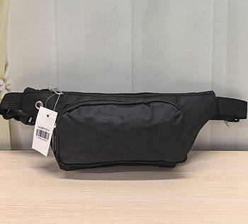 Сумка бананка спортивна чорна тканинна 29*13 см на блискавці Nina