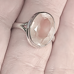 Рожевий кварц срібна каблучка, 0378ЛР
