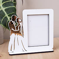 Дерев'яна фоторамка "Молодята" білого кольору 17х18 см (1 шт.)